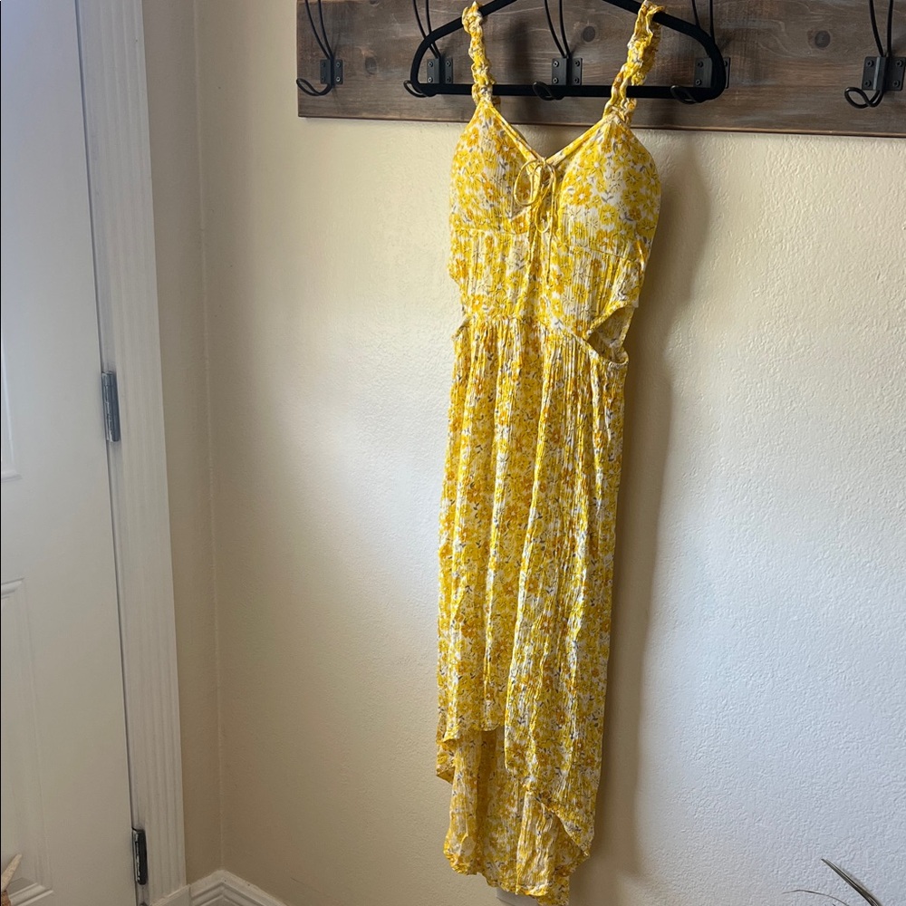 Yellow Floral Tie-Front Maxi Dress - Women's Summer Dress